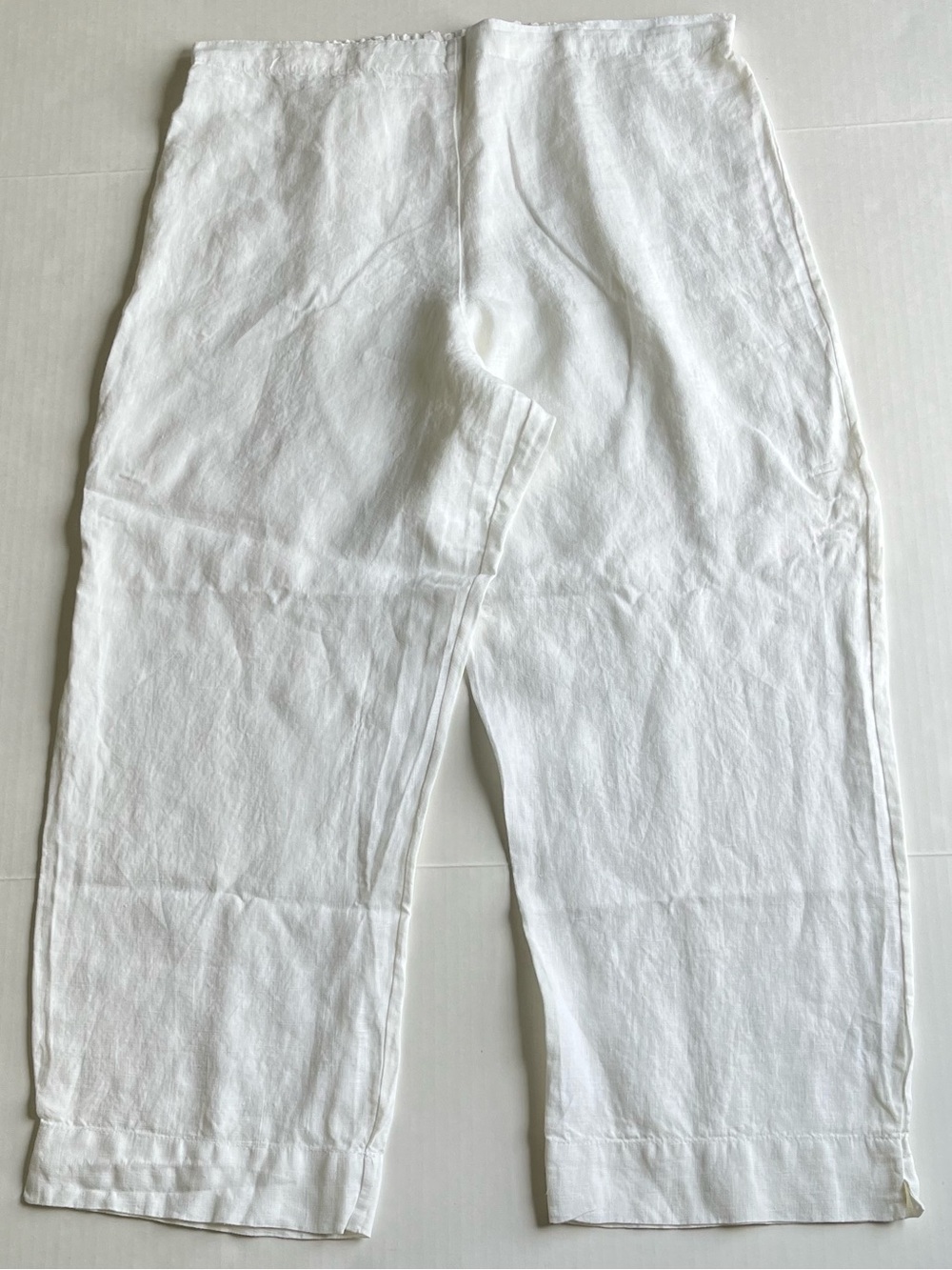 Bryn Walker Women’s White Linen Pull On Elastic Waist Casual Lagenlook Pants XL - Picture 2 of 12